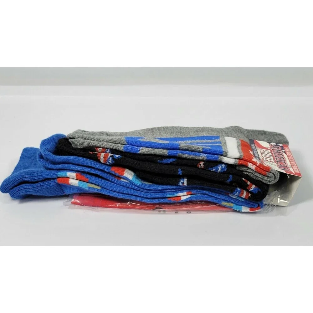 Men's 3 Pair American Proud Theme Socks  With Red Bandanna size  10-13  by HYP